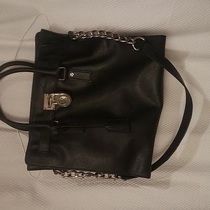 Michael Michael Kors large black chain strap bag w handles + faux lock +…